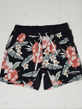 HVIII Brand Goods Tropical Floral Swim Trunks Board Shorts Men's Medium Black